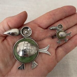 Vintage Sterling Silver Brooch Art Deco 1930's Taxco Mexico Bird Unpolished